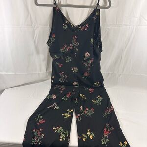 Forever 21 Black Floral Jumpsuit